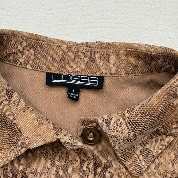 Y2K Linear Micro Corduroy Snake Print Jacket L Button Front - Picture 4 of 6